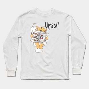 Tiger in Toilet Newspaper Long Sleeve T-Shirt